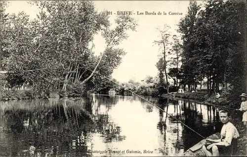 Ak Brive-la-Gaillarde Corrèze, Les Bords de la Corezze, Angeln