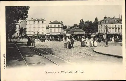 Ak Neuilly sur Seine Hauts de Seine, Place du Marche