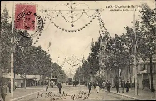 Ak Neuilly sur Seine Hauts de Seine, L'Avenue de Neuilly pendant la Fete