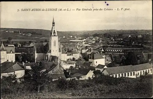 Ak Saint Aubin de Luigné Maine et Loire, Vue generale prise des Coteaux