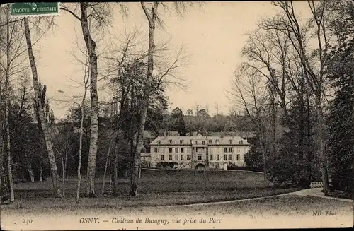 Ak Osny Val-d´Oise, Chateau de Busagny, vue prise du Parc