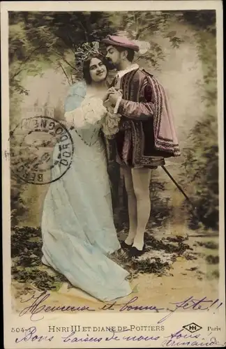 Ak Henri III et Diane de Poitiers, Schauspieler, Theaterszene