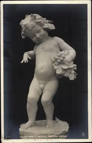 Ak Bacchus Kind Statue von L. Malric, Salon 1906, NPG 273 4