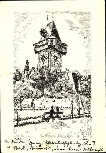 Künstler Ak Graz Steiermark, Turmpartie