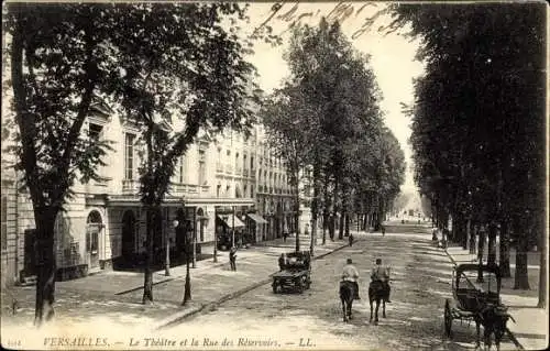 Ak Versailles Yvelines, Le Théatre et la Rue des Reservoirs