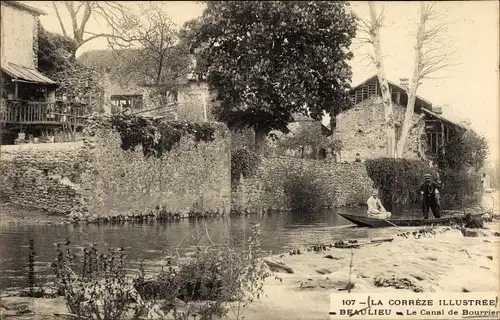 Ak Beaulieu Correze, Le Canal de Bourrier, Ruderboot