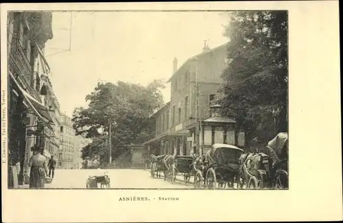 Ak Asnières sur Seine Hauts-de-Seine, Station