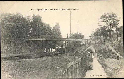 Ak Asnières sur Seine Hauts-de-Seine, Le Pont des Couronnes