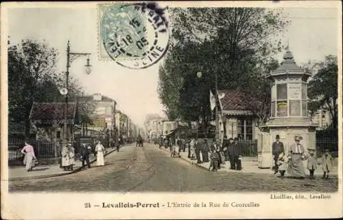 Ak Levallois Perret Hauts de Seine, L'Entree de la Rue de Courcelles