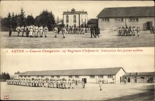 Ak Autun Saône-et-Loire, Caserne Changarnier, 29e Regiment d'Infanterie, Instruction des jeunes sold