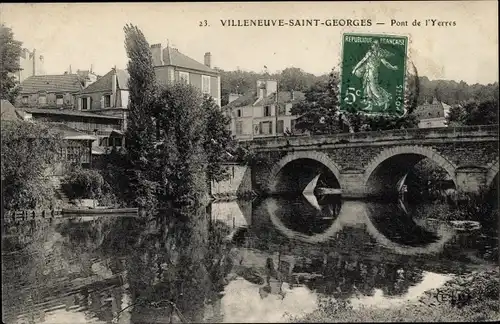Ak Villeneuve Saint Georges Val de Marne, Pont de l'Yerres