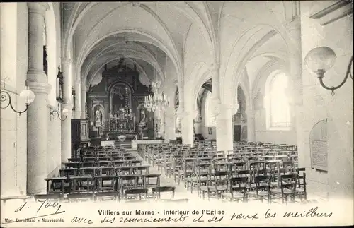 Ak Villiers sur Marne Val de Marne, Interieur de l'Eglise