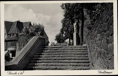 Ak Bünde in Westfalen, Kirchtreppe