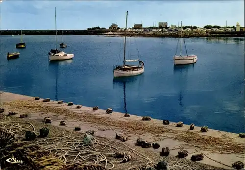Ak Barfleur Manche, Le Port, Vue sur le Camping