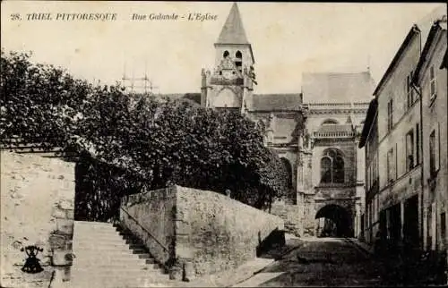 Ak Triel sur Seine Yvelines, Rue Galande, l'Église