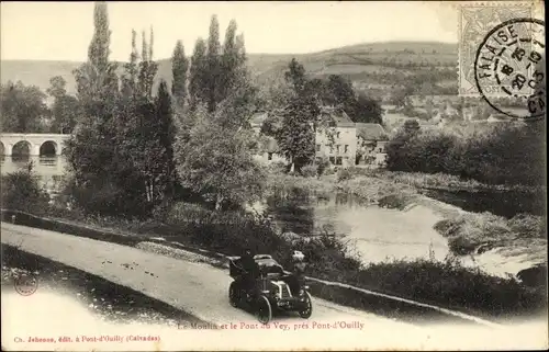 Ak Clecy Calvados, Le Moulin et le Pont du Vey, pres Pont d'Ouilly