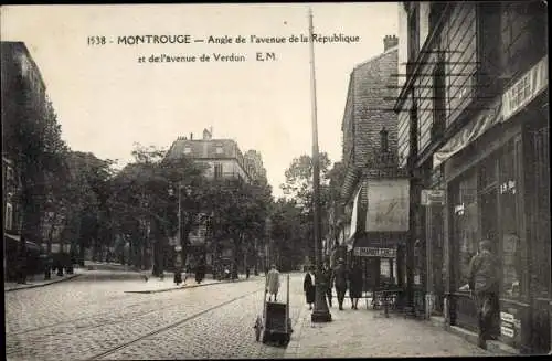 Ak Montrouge Hauts de Seine, Angle de l'avenue de la Republique et de l'avenue de Verdun