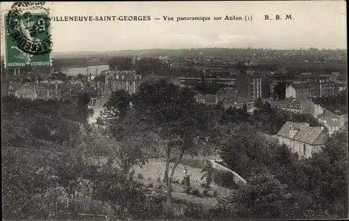 Ak Villeneuve Saint Georges Val de Marne, Vue panoramique sur Ablon