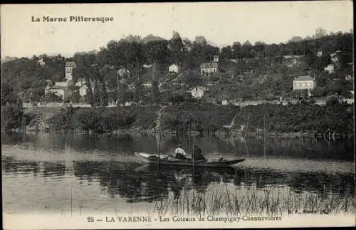 Ak Lavarenne Val-de-Marne, Les Coteaux de Champigny Chennevieres, Ruderboot