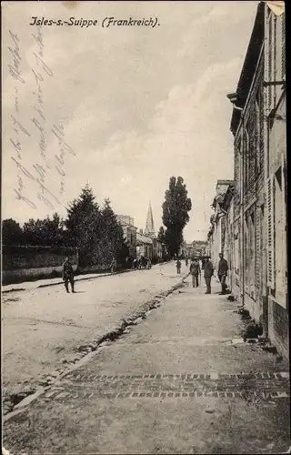 Ak Isles sur Suippe Marne, Une Rue