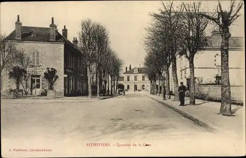 Ak Pithiviers Loiret, Quartier de la Gare