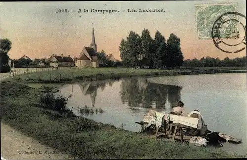 Ak Les Laveuses Loiret, Wasserpartie