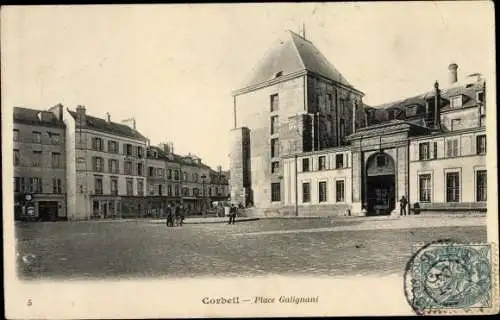 Ak Corbeil Essonne, Place Galignani