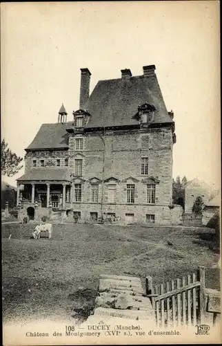 Ak Ducey Manche, Château des Montgomery, Teilansicht