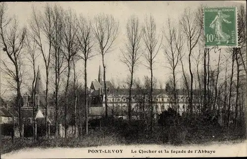 Ak Pontlevoy Loir et Cher, Le clocher, la facade de l'Abbaye