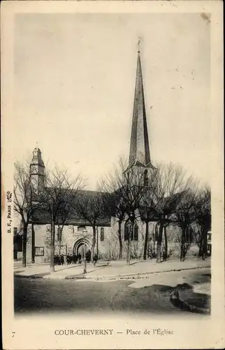 Ak Cour-Cheverny Loir-et-Cher, Place de l'Eglise