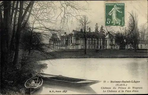 Ak Boissy Saint Leger Val de Marne, Chateau du Prince Wagram, Le Chateau et la Piece d'eau