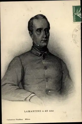 Künstler Ak Schriftsteller Alphonse de Lamartine, Portrait im Alter von 45 Jahren