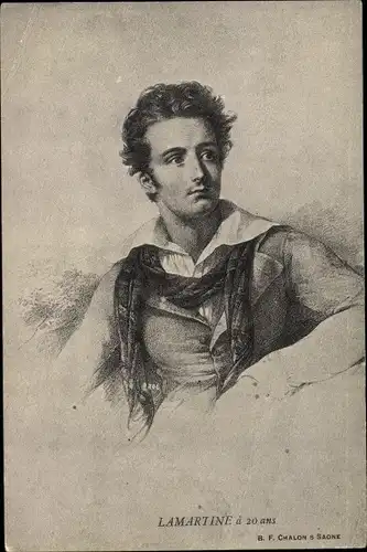 Künstler Ak Alphonse de Lamartine, Schriftsteller, Portrait im Alter von 20 Jahren