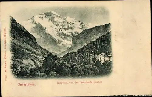 Ak Interlaken Kanton Bern Schweiz, Jungfrau, von der Promenade gesehen