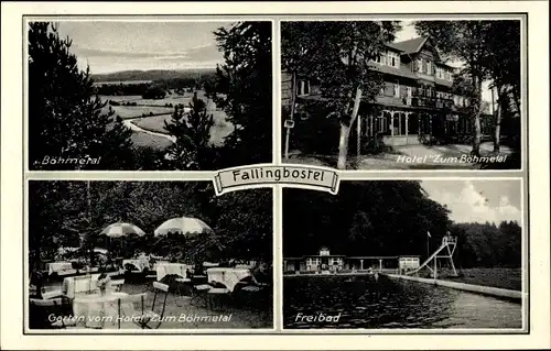 Ak Bad Fallingbostel Lüneburger Heide, Hotel Zum Böhmetal, Freibad, Talblick