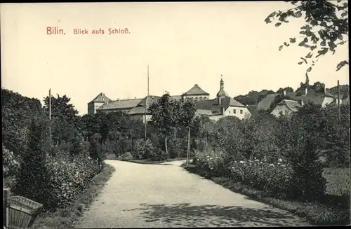 Ak Bílina Bilin Region Aussig, Blick aufs Schloss