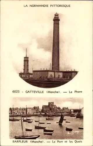 Ak Manche, Gatteville le Phare, Barfleur le Port et les Quais