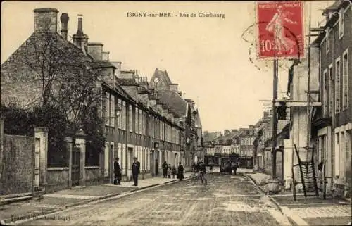 Ak Isigny sur Mer Calvados, Rue de Cherbourg