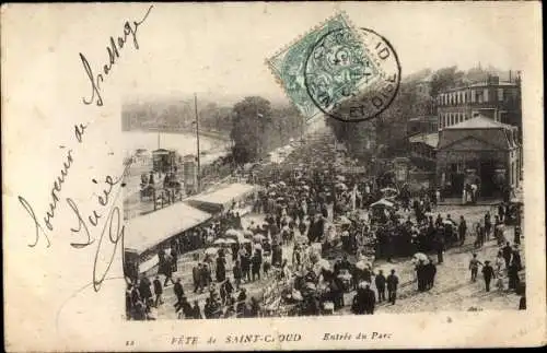 Ak Saint Cloud Hauts de Seine, Entree du Parc