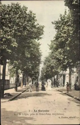 Ak La Garenne Colombes Hauts de Seine, Rue de Laigle, prise du Rond Point du Chateau