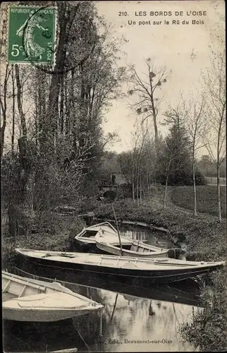 Ak Val d'Oise Frankreich, Un pont sur le Ru du Bois