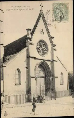 Ak Cormeilles Val d'Oise, Portail de l'Eglise