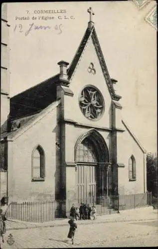 Ak Cormeilles Val d'Oise, Portail de l'Eglise