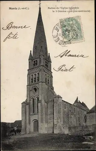 Ak Morée Loir et Cher, Ruines de l'Eglise