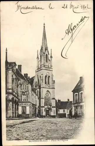 Ak Mondoubleau Loir et Cher, Place de l'Eglise