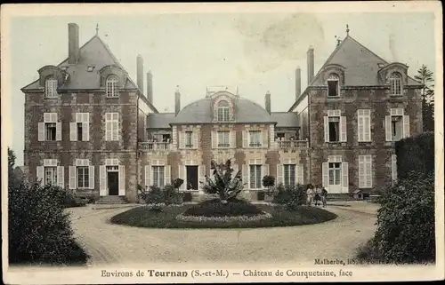 Ak Tournan-en-Brie Seine et Marne, Château de Courquetaine, face