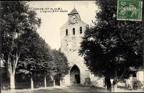 Ak Verdelot Seine et Marne, Kirche