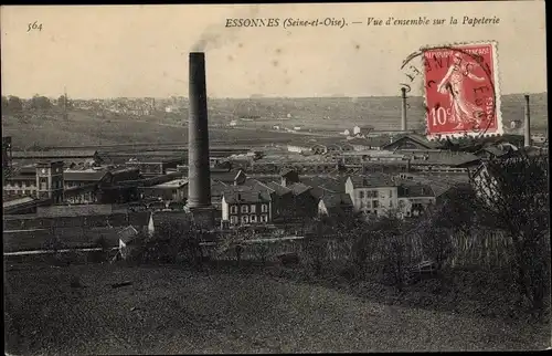 Ak Essonnes Essonne, Vue d'ensemble sur la Papeterie