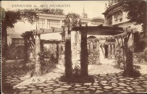 Ak Paris VII, Exposition des Arts Decoratifs, Jardin du Pavillon de Nice