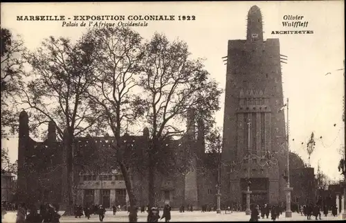 Ak Marseille Bouches du Rhône, Exposition Coloniale 1922, Palais de l'Afrique Occidentale